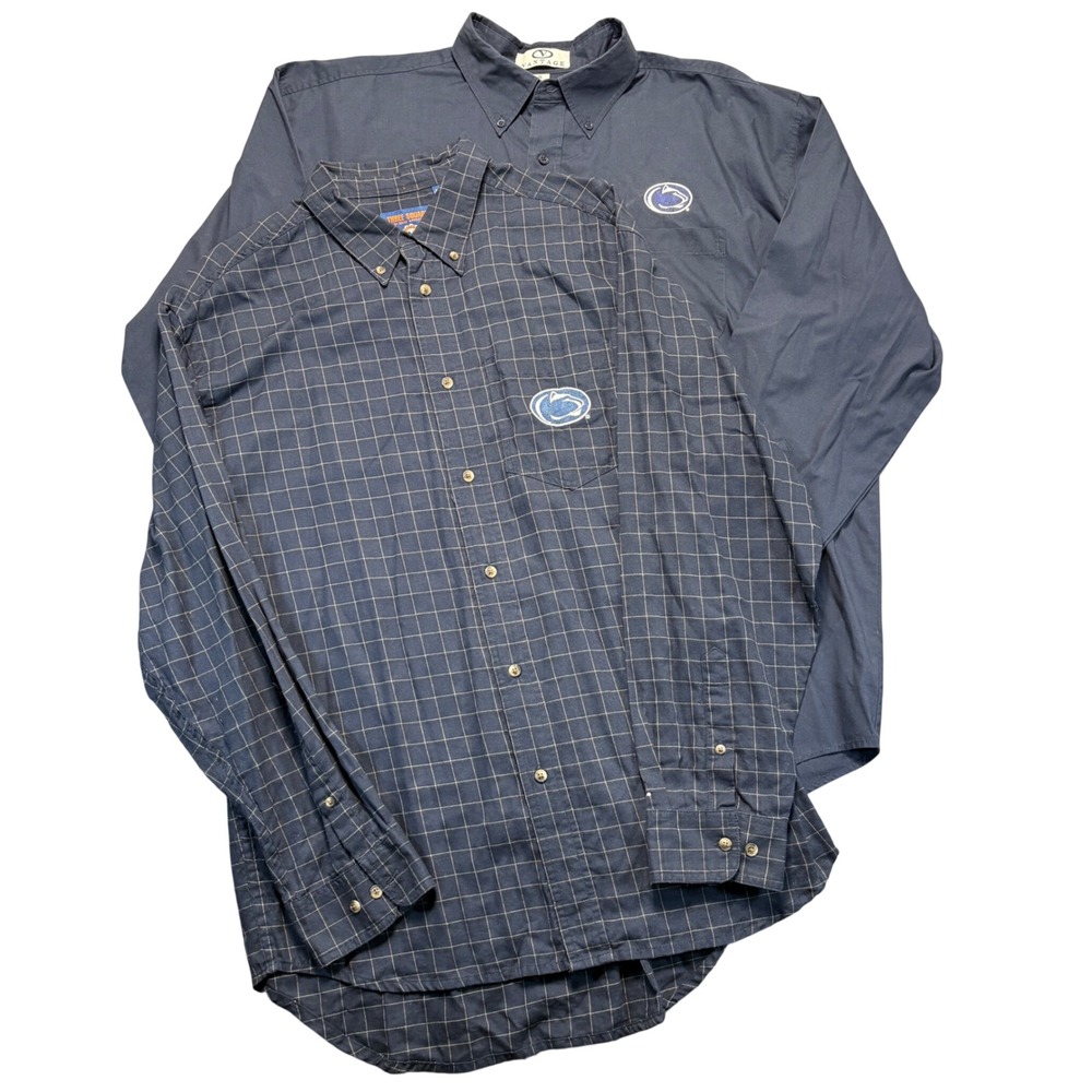 Penn State Nittany Lions Mens XL Button Down Shirt Lot Vantage Three Square Navy